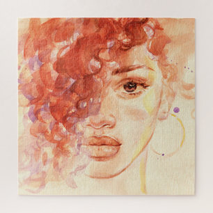 African American fashion, watercolor illustration. Jigsaw Puzzle