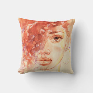 African American fashion, watercolor illustration. Throw Pillow
