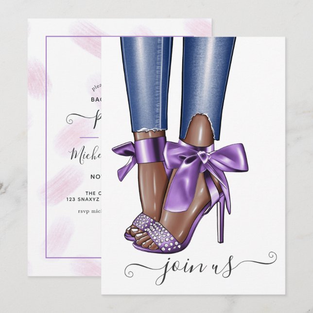 African American Fashionista Bachelorette Invitation (Front/Back)