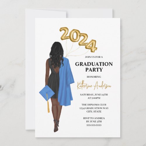 African_American Female 2024 Graduation Invitation
