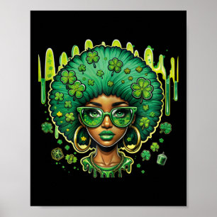 African American Female Leprechaun Black St Patric Poster