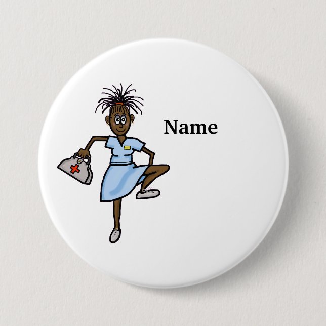 African-American Female Nurse Button (Front)
