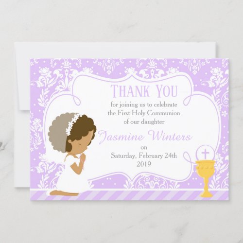 African American First Communion Thank You Card