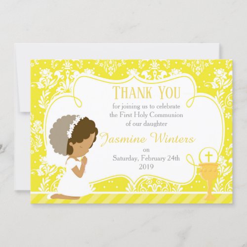 African American First Communion Thank You Card