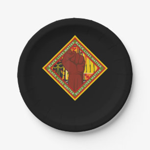 African American Fist Melanin Black Pride Music Paper Plates