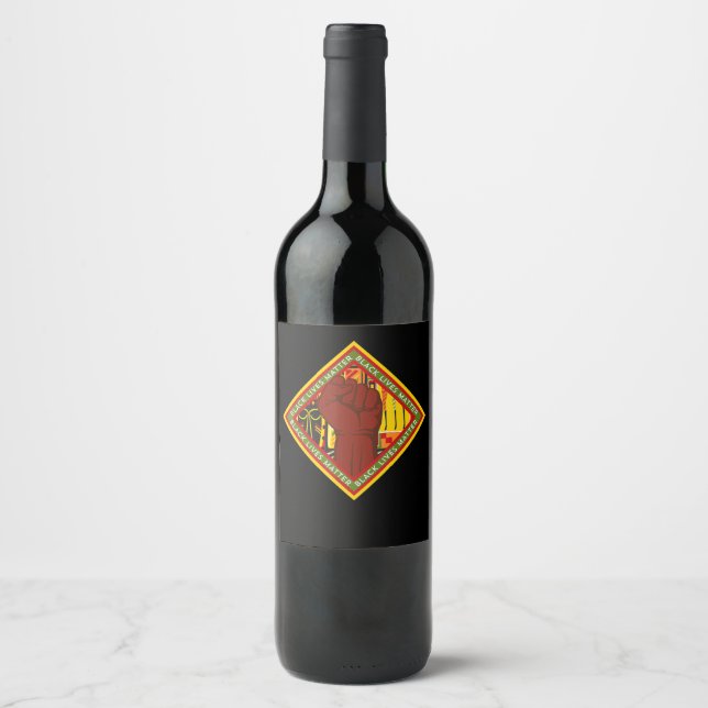 African American Fist Melanin Black Pride Music Wine Label (Front)