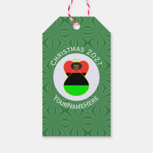 African American Flag Hanukkah Angel Personalized  Gift Tags