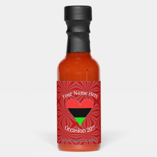 African American Flag Heart Funky Personalized Hot Sauces