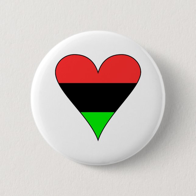 African American Flag Heart Pinback Button (Front)
