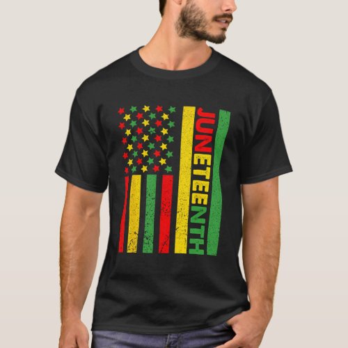 African American Flag Juneteenth Afro T_Shirt