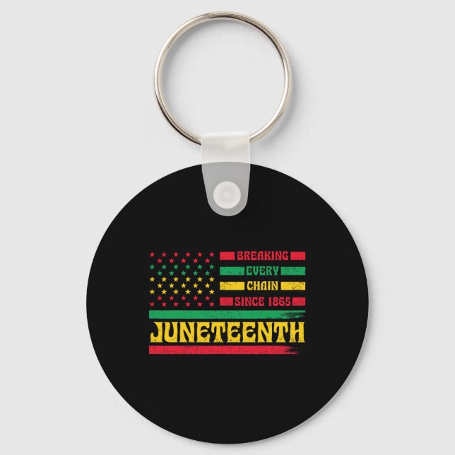 African American Flag Juneteenth Breaking Every Ch Keychain (Front)