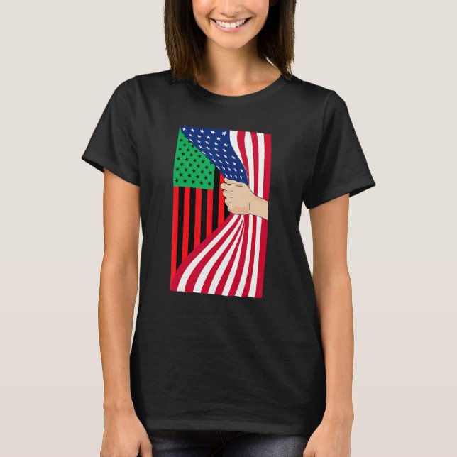 African American Flag Pan African Black Liberation T-Shirt (Front)