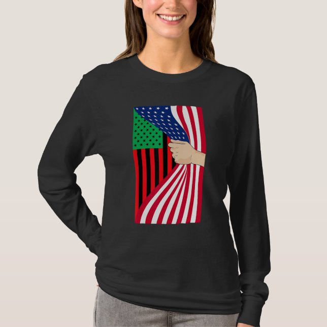 African American Flag Pan African Black Liberation T-Shirt (Front)