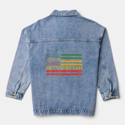 African American Flag With Happy Fathers Day  Denim Jacket