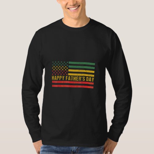 African American Flag With Happy Fathers Day  T_Shirt