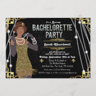 African American Flapper Bachelorette Invitation