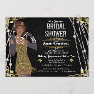 African American Flapper Bridal Shower Invitation