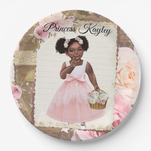 African American Flower Girl Paper Plate 