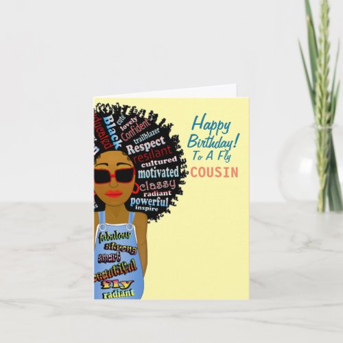 African American Fly Cousin Birthday Card