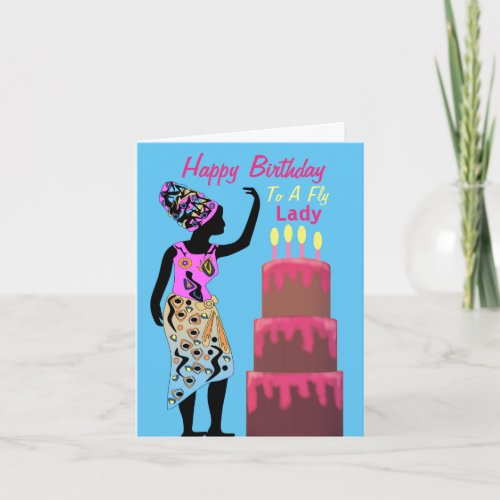 African American Fly Lady Birthday Card