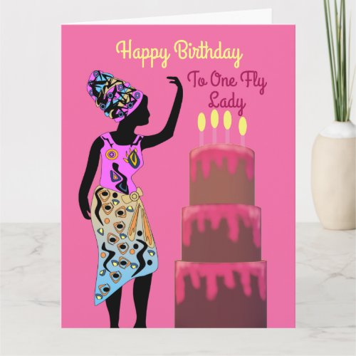 African American Fly Lady Birthday Card