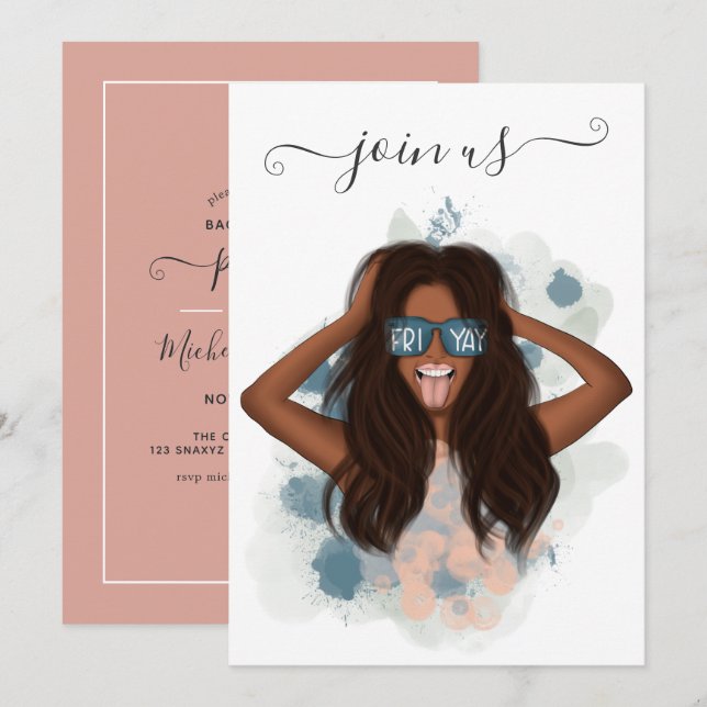 African American Friday Bachelorette Party Invitat Invitation (Front/Back)