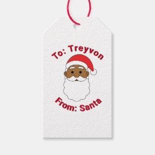 African American From Santa Custom Name White Xmas Gift Tags