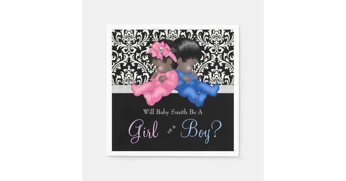 African American Gender Reveal Baby Shower Napkin Zazzle Com