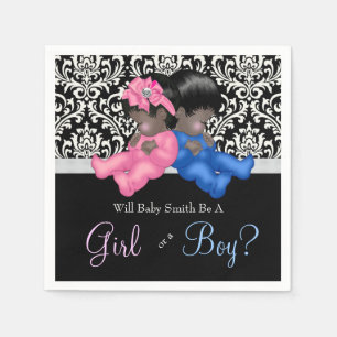 African American Gender Reveal Baby Shower Napkins