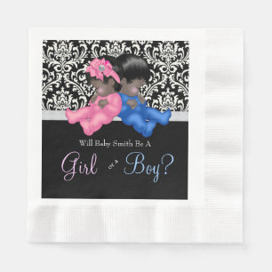 African American Gender Reveal Baby Shower Paper Napkins