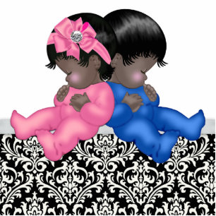 African American Gender Reveal Baby Shower Statuette