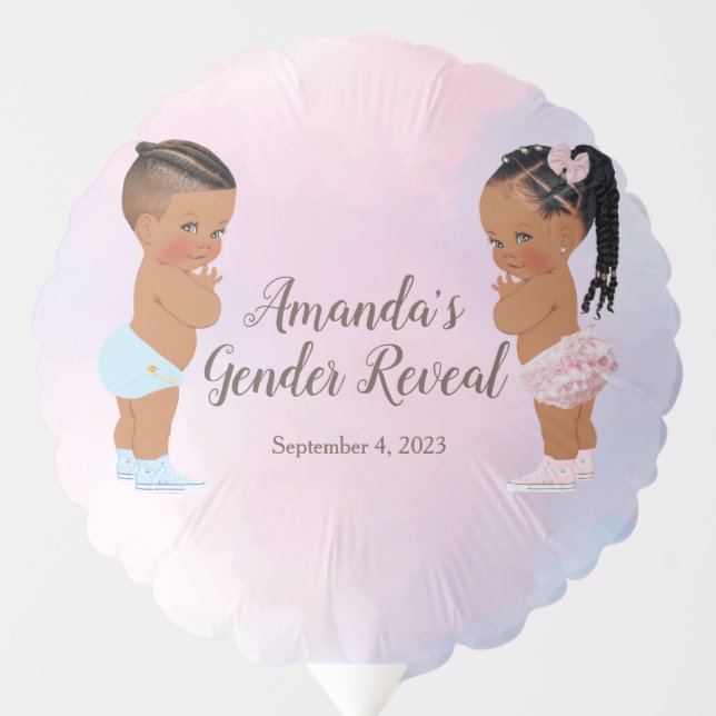 African American Gender Reveal Helium Balloon (Front)
