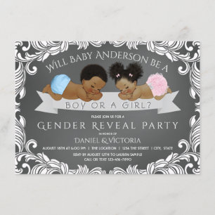 African American Gender Reveal Shower Invitations