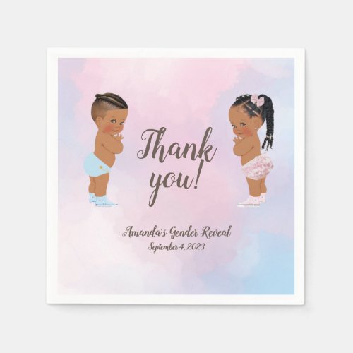 African American Gender Reveal Thank you Napkins