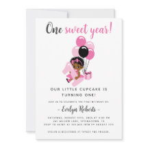 African American Girl 1st Birthday Invitation