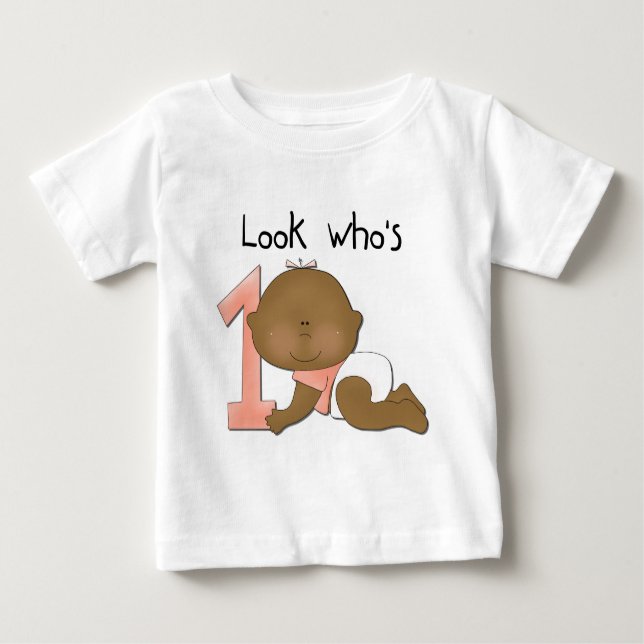 African American Girl 1st Birthday Tshirts (Front)