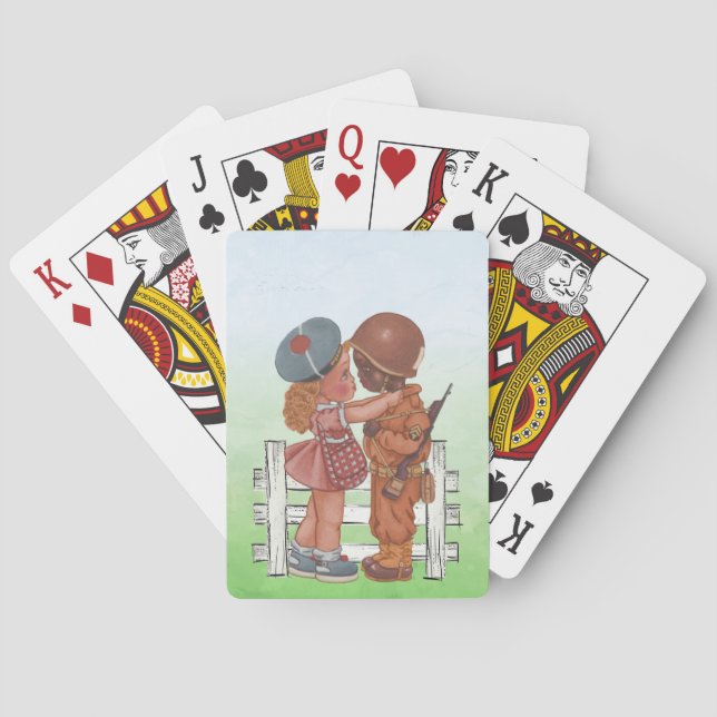 African American Girl and Boy Soldier Poker Cards (Back)