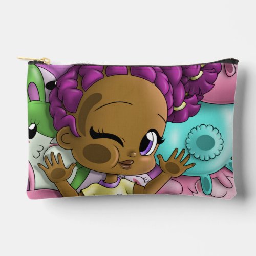 African American Girl and Bunnies Accessory Pouch
