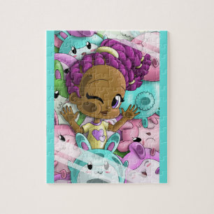 African American Girl and Bunnies Jigsaw Puzzle