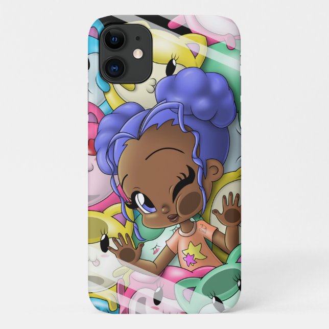 African American Girl and Cats Case-Mate iPhone Case (Back)