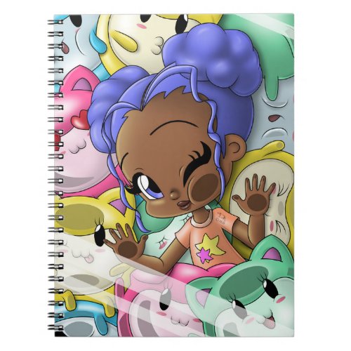 African American Girl and Cats Notebook