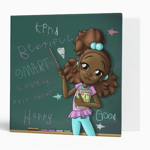 African American Girl and Chalkboard 3 Ring Binder