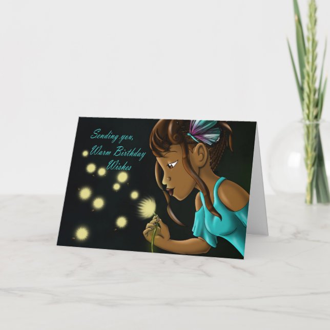African American Girl and Dandelion Card (Front)