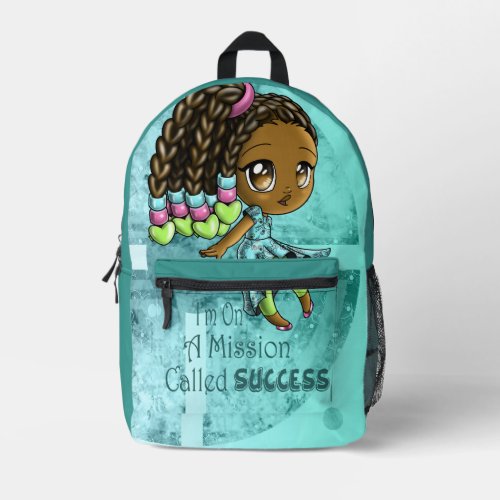 African American Girl and Positive Words Printed Backpack
