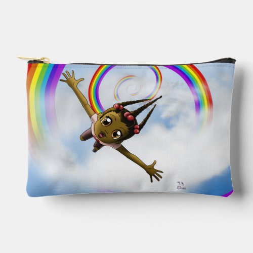 African American Girl and Rainbow Accessory Pouch
