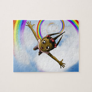 African American Girl and Rainbow  Jigsaw Puzzle
