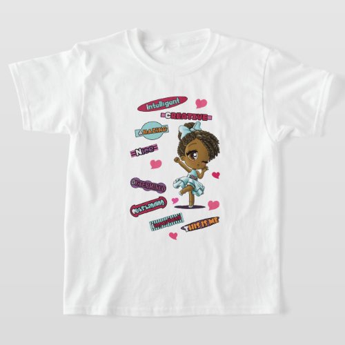 African American Girl and Uplifting Words T_Shirt