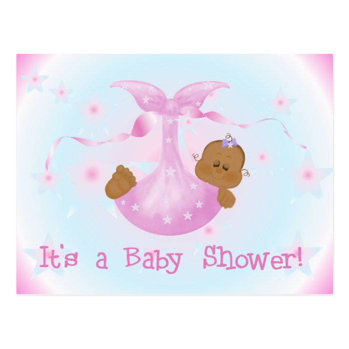 African American Girl Baby Shower Post Card