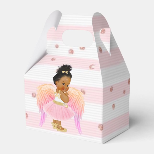African American Girl Ballerina Shower/Birthday Favor Boxes (Front Side)