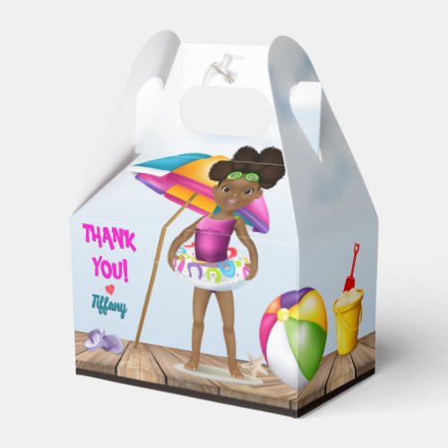 African American Girl Beach Birthday Party Favor Boxes